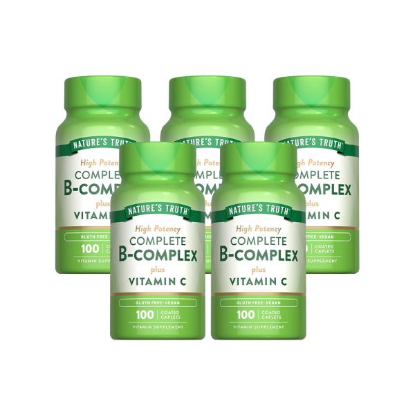 綠萃淨 綜合B群+C plus 鈣活力錠x5瓶組(共500錠) B群,維他命C,鈣,B12