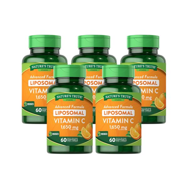 綠萃淨 磷脂體維生素C軟膠囊x5瓶組(共600粒) 維生素C,磷脂體維生素C,緩釋型C,長效型C