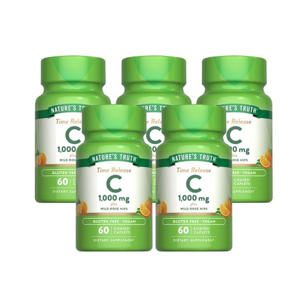 綠萃淨 釋放型維生素C-1000mg複方錠x5瓶組(共300錠) 維生素C,緩釋型C,長效型C,玫瑰果