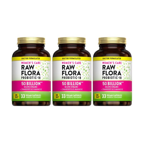 綠萃淨 Raw Flora 500億頂級女性益生菌蔓越莓膠囊x3瓶組(33粒/瓶) 蔓越莓,益生菌,私密困擾,消化道,女性益生菌