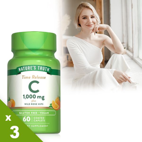 綠萃淨 釋放型維生素C-1000mg複方錠x3瓶組(共180錠) 維生素C,緩釋型C,長效型C,玫瑰果