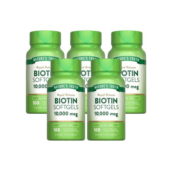 綠萃淨 生物素10000微克軟膠囊x5瓶組(共500粒) 生物素,維生素H,營養失調,產後調養