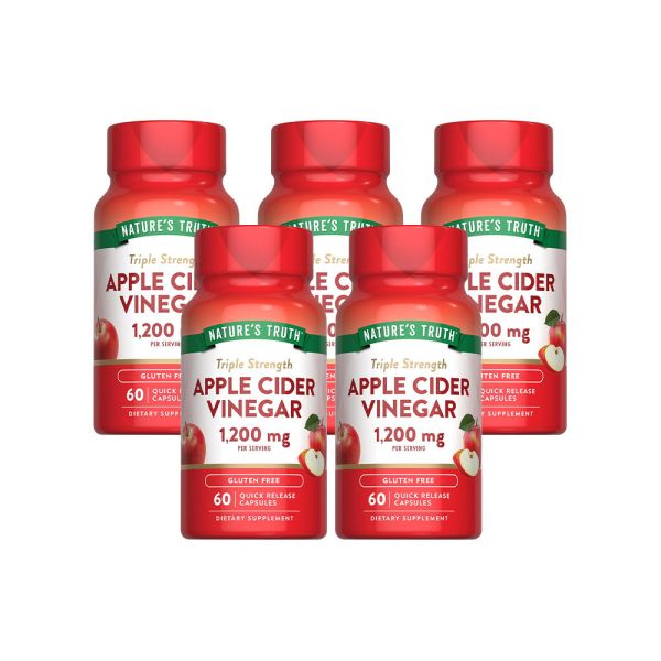 綠萃淨 特級蘋果醋窈窕膠囊x5瓶組(共300粒) 蘋果醋,促進代謝,增加飽足感