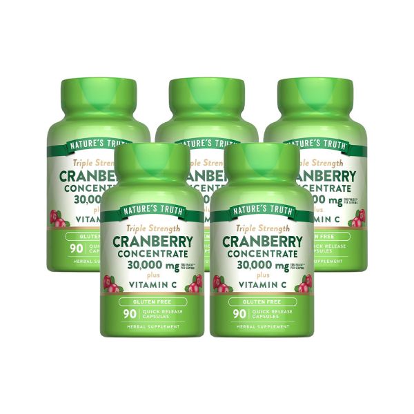 綠萃淨 50倍濃縮蔓越莓+C膠囊x5瓶組(共450粒) 蔓越莓,維生素C,私密保養,抗氧化