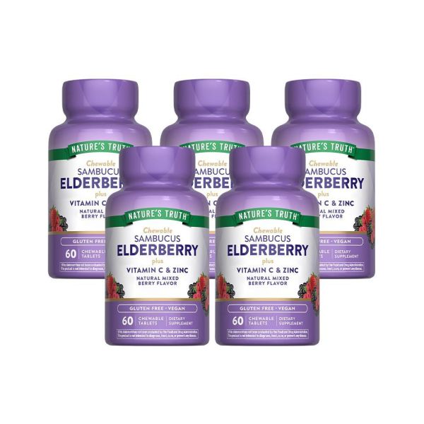 綠萃淨 超濃縮接骨木+維生素C口含鋅錠x5瓶組(60錠/瓶) 接骨木,花青素,維生素C,鋅,接骨木口含錠,維生素C口含錠