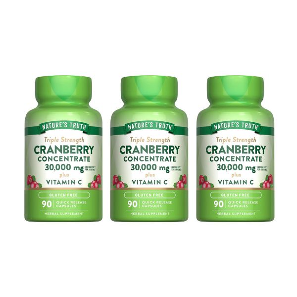 綠萃淨 50倍濃縮蔓越莓+C膠囊x3瓶組(共270粒) 蔓越莓,維生素C,私密保養,抗氧化