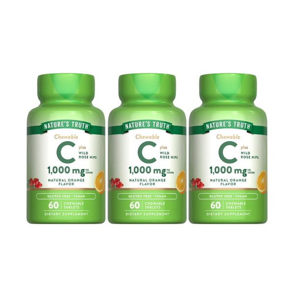 綠萃淨 美妍維生素C 500mg Plus玫瑰果口含錠x3瓶組(60錠/瓶) 維他命C,玫瑰果,維生素C,維生素C口含錠