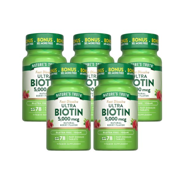 綠萃淨 生物素5000微克口含錠x5瓶組(共390錠) 生物素,維生素H,營養失調,產後調養