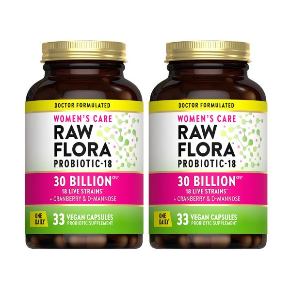 綠萃淨 Raw Flora 300億女性益生菌蔓越莓膠囊x2瓶組(33粒/瓶) 蔓越莓,益生菌,私密困擾,消化道,女性益生菌