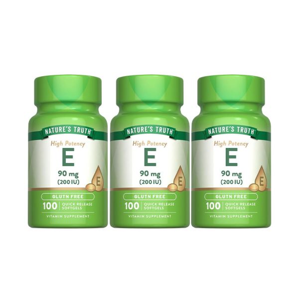 綠萃淨 維生素E 200 IU軟膠囊x3瓶組(100粒/瓶) 維生素E,抗氧化,減少自由基