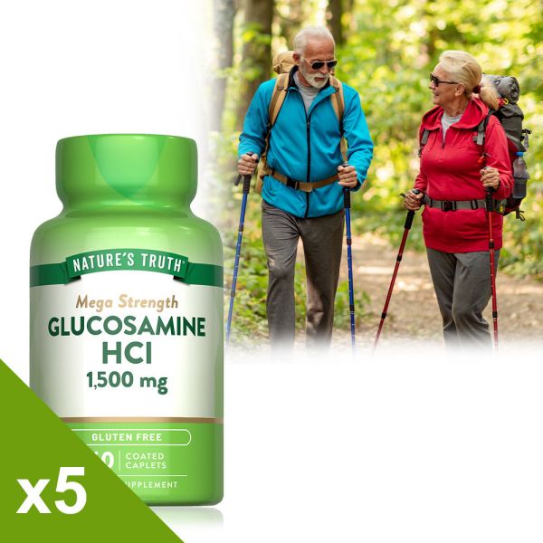 敏捷葡萄糖胺1500mg活力錠x5瓶組(60錠/瓶) 葡萄糖胺,玻尿酸,行動靈活