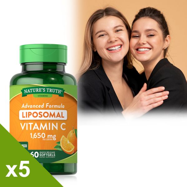 綠萃淨 磷脂體維生素C軟膠囊x5瓶組(共600粒) 維生素C,磷脂體維生素C,緩釋型C,長效型C