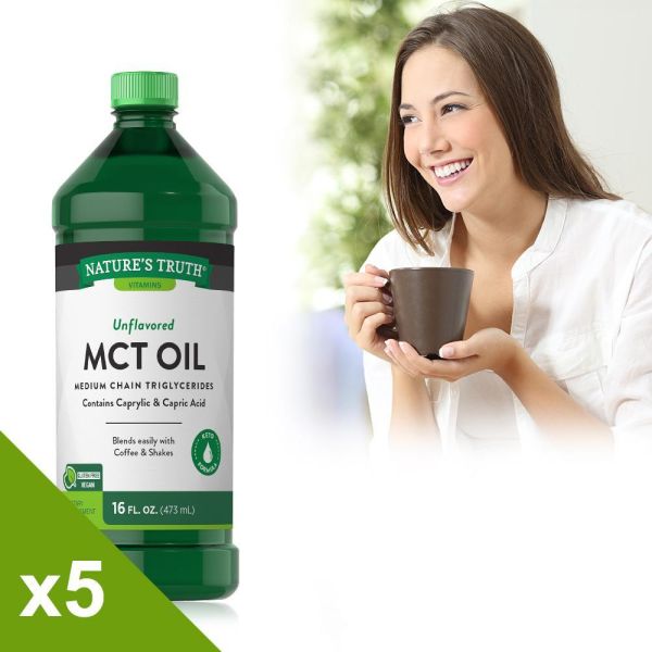綠萃淨 純勁能量MCT Oil(椰子油來源)x5瓶組(473ml/瓶) MCT,C8,C10,防彈咖啡,生酮飲食