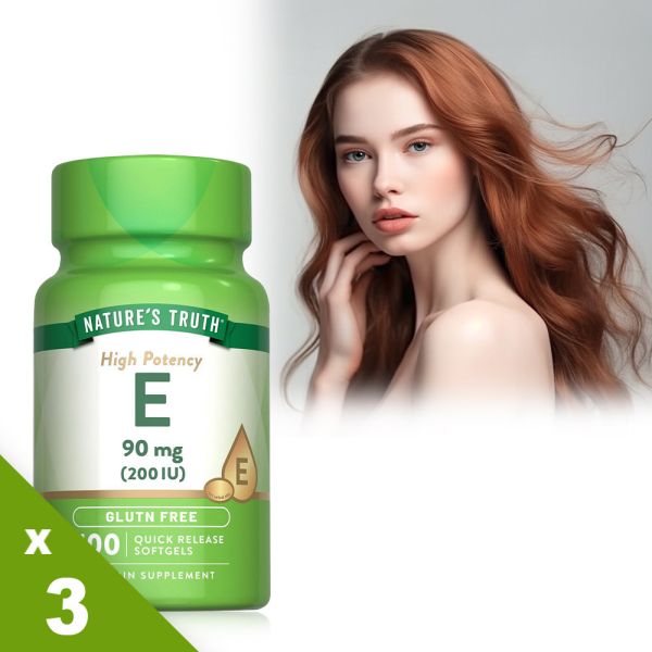 綠萃淨 維生素E 200 IU軟膠囊x3瓶組(100粒/瓶) 維生素E,抗氧化,減少自由基