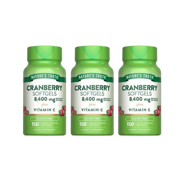 綠萃淨 50倍蔓越莓plus維生素C+E軟膠囊x3瓶組(150粒/瓶) 蔓越莓,維生素C,維生素E,私密保養,抗氧化