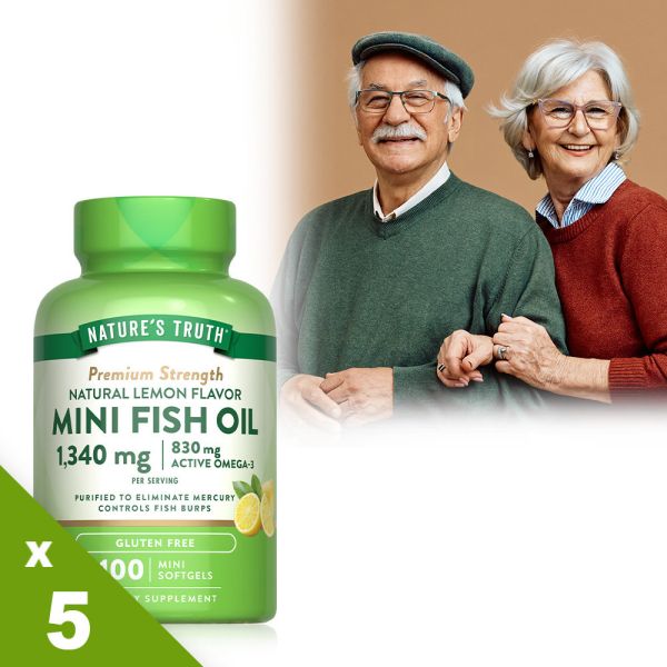 綠萃淨 超濃縮魚油迷你軟膠囊x5瓶組(共500粒) 魚油,TG型魚油,Omega-3,EPA,DHA