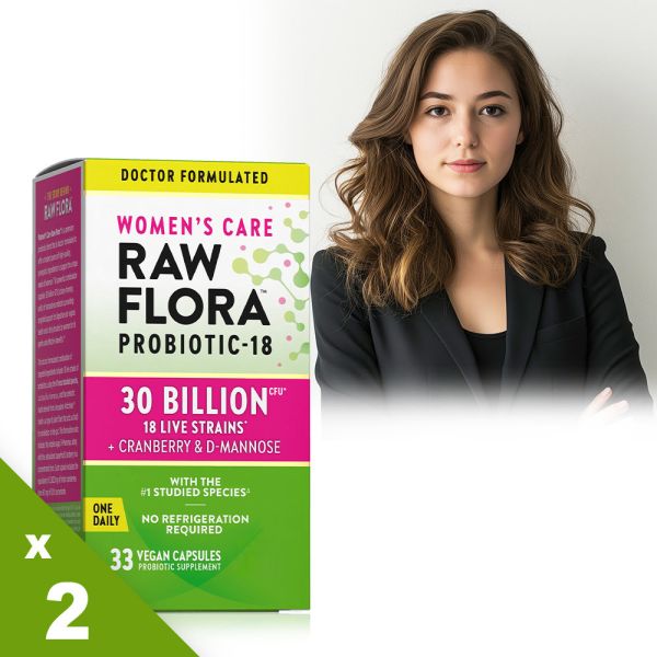 綠萃淨 Raw Flora 300億女性益生菌蔓越莓膠囊x2瓶組(33粒/瓶) 蔓越莓,益生菌,私密困擾,消化道,女性益生菌