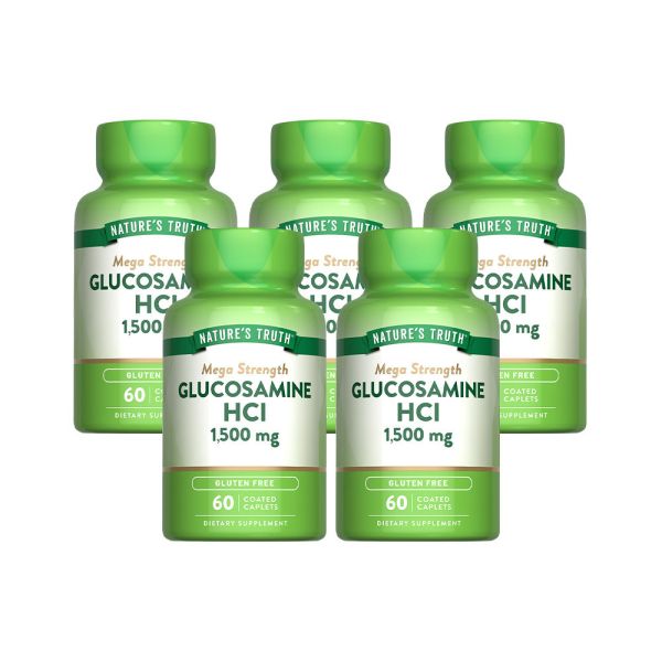 敏捷葡萄糖胺1500mg活力錠x5瓶組(60錠/瓶) 葡萄糖胺,玻尿酸,行動靈活