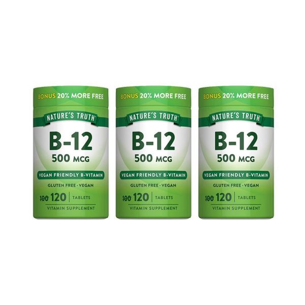 綠萃淨 維生素B12 500mcg複方錠x3瓶組(共360錠) B12,鈣,神經系統,紅血球形成