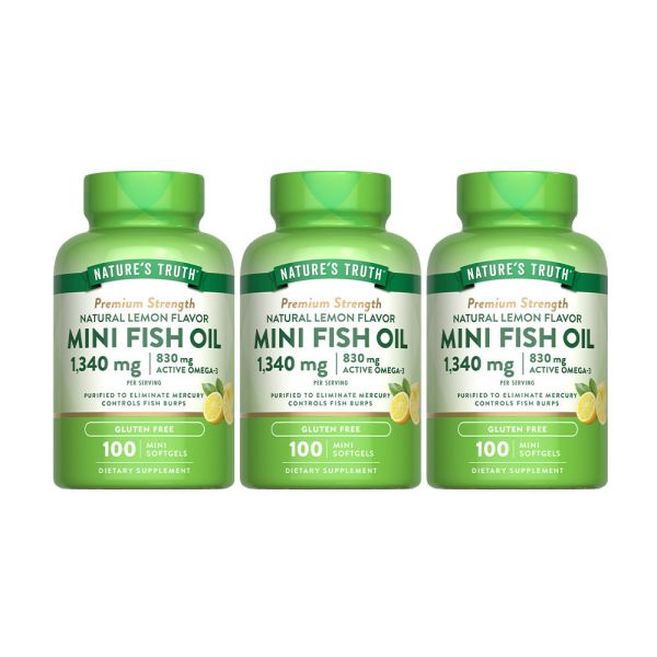 綠萃淨 超濃縮魚油迷你軟膠囊x3瓶組(100粒/瓶) 魚油,TG型魚油,Omega-3,EPA,DHA