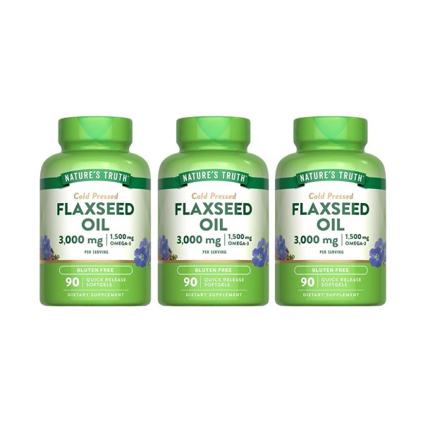 綠萃淨 冷壓亞麻仁油含Omega-3軟膠囊x3瓶組(60粒/瓶) 亞麻仁油,Omega-3,Omega-369