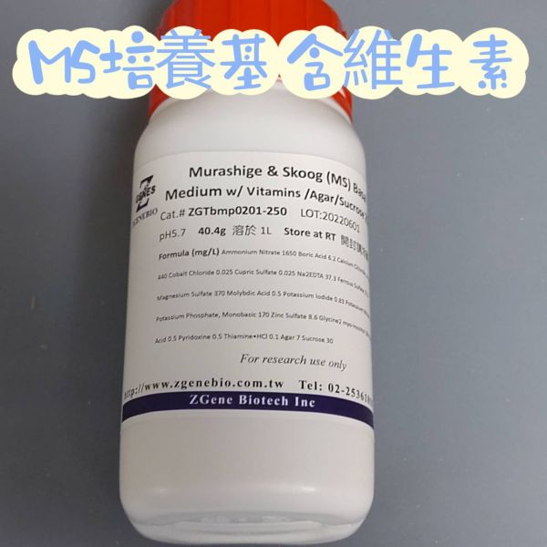 ZGB 二分之一MS培養基 1/2 MS培養基 (不含agar和蔗糖)250g＿MS medium ZGB 1/2 MS培養基 (含agar和蔗糖)250g＿MS medium,二分之一MS培養基,植物培養基,MS培養基  植物泛用培養基,1/2MS 培養基 ,WPM 培養基,
B5 培養基,N6 培養基