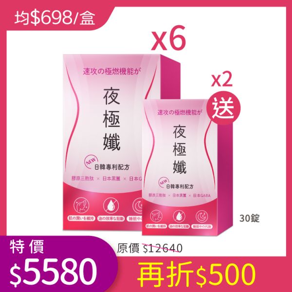 “夜極孅” 限定組合再送一盒 滿額現折 30錠/盒 
