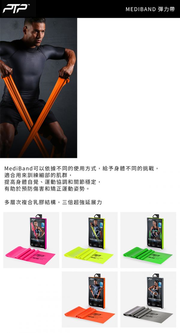 PTP 阻力訓練 彈力帶 L2 (5.8公斤) Mediband Light 澳洲訓練品牌 ptp