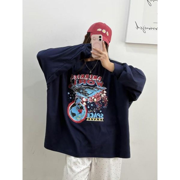 ZinD [ 太空美式休閒大寬Ｔ ] 2色 2602243 shihslica ZinD,zind,ZD,zooindrawer,zoo in 抽屜,抽屜動物園,丹寧,裙子,裙子富翁,洋裝,韓國襪子,年終慶,雙11,雙12,黑五,永恆慶,合購價,自訂,春裝