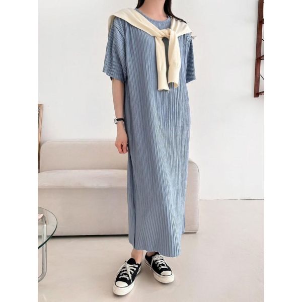 ZinD [ 彈性細折連身長版洋裝 ] 4色 2603054 shihslica ZinD,zind,ZD,zooindrawer,zoo in 抽屜,抽屜動物園,丹寧,裙子,裙子富翁,洋裝,韓國襪子,年終慶,雙11,雙12,黑五,永恆慶,合購價,自訂,春裝