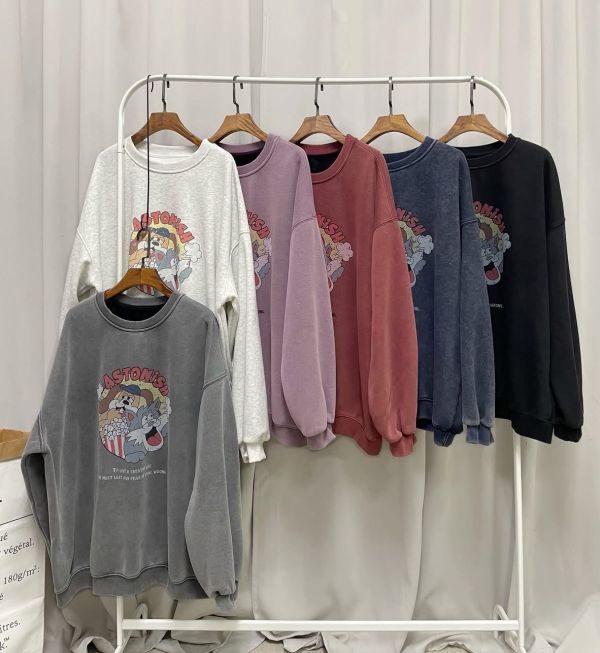 ZinD [ 復古美式爆米花洗色加絨寬T ] 6色 2512284 