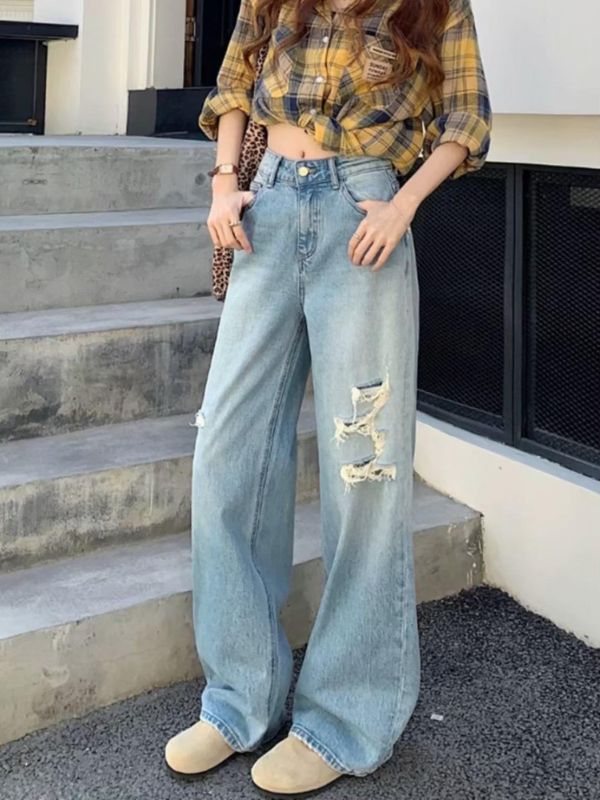 ZinD [ 小破損刷淺色修長丹寧褲 ] 4尺寸 2603152 