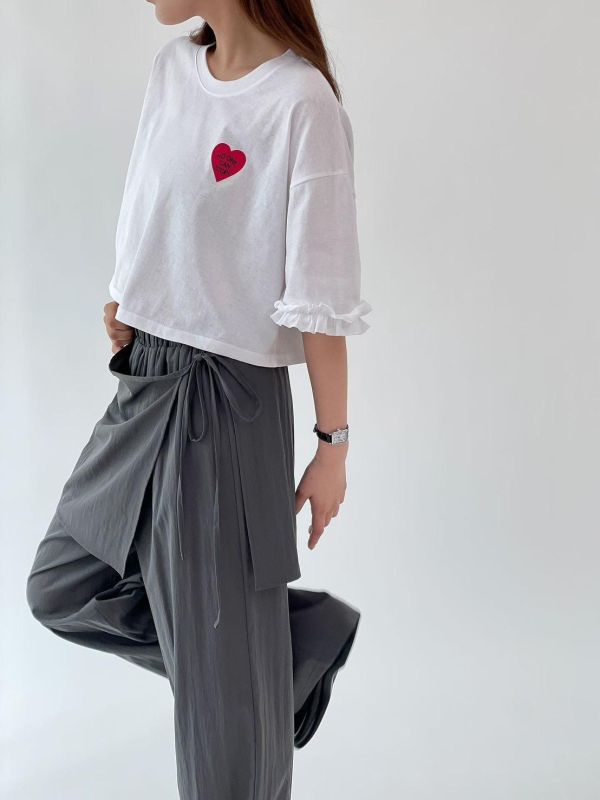 ZinD [ 小愛心波邊袖短棉T ] 3色 2603253 （shihslica） 