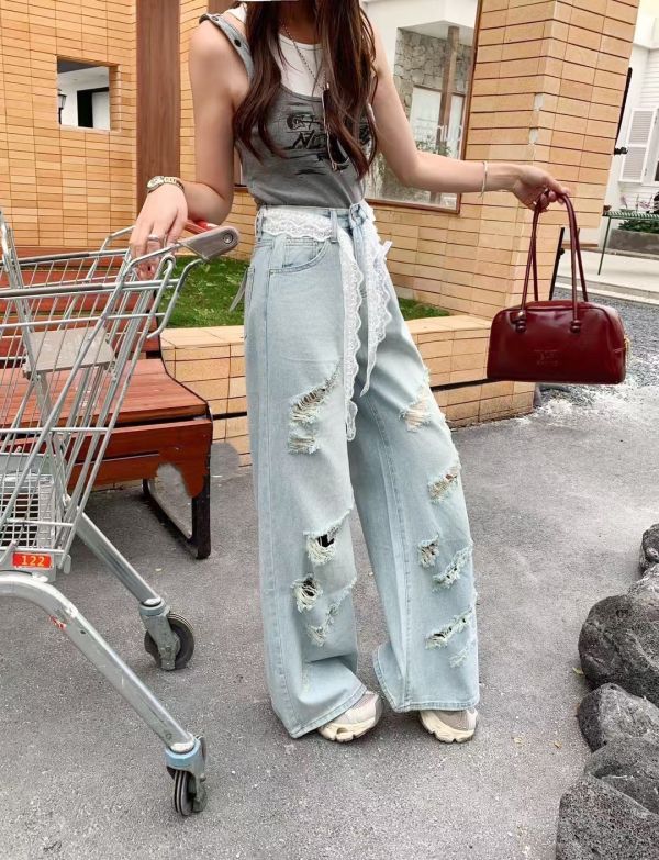 Z in D [ 破損刷淺色高腰丹寧寬褲 ] 4size 2505073 (shihslica) ZinD,zind,ZD,zooindrawer,zoo in drawer,抽屜動物園,丹寧,牛仔外套,外套富翁,洋裝