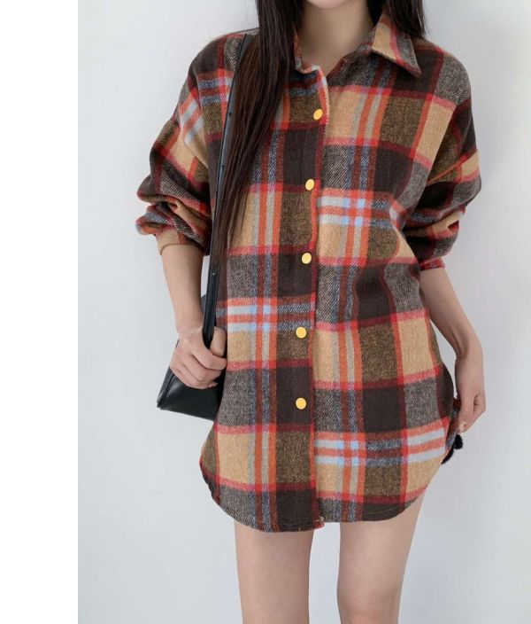 ZinD [ 配色格紋摩毛襯衫 ] 2色 2511214 ZinD,zind,ZD,zooindrawer,zoo in drawer,抽屜動物園,丹寧,牛仔外套,外套富翁,洋裝,韓國襪子