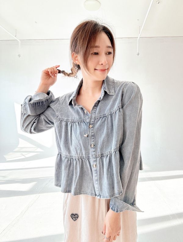ZinD [ SALE 波浪蛋糕排扣丹寧襯衫 ] 2色 2610241 