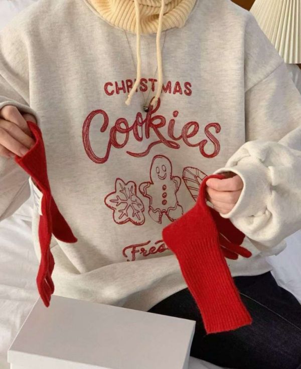 ZinD [ 繡線薑餅人刷毛暖T ] 2色 2511212 