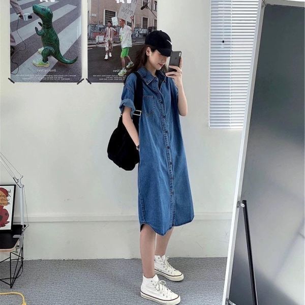 Z in D [ 好評再版 排扣連身丹寧襯衫 ] 2色 2506281 (shihslica) ZinD,zind,ZD,zooindrawer,zoo in 抽屜,動物園,丹寧,外套,外套富翁,洋裝,韓國襪子,年終慶,雙11,雙12,黑五,百搭,合購價,自訂,春裝,Tshirt,首爾
