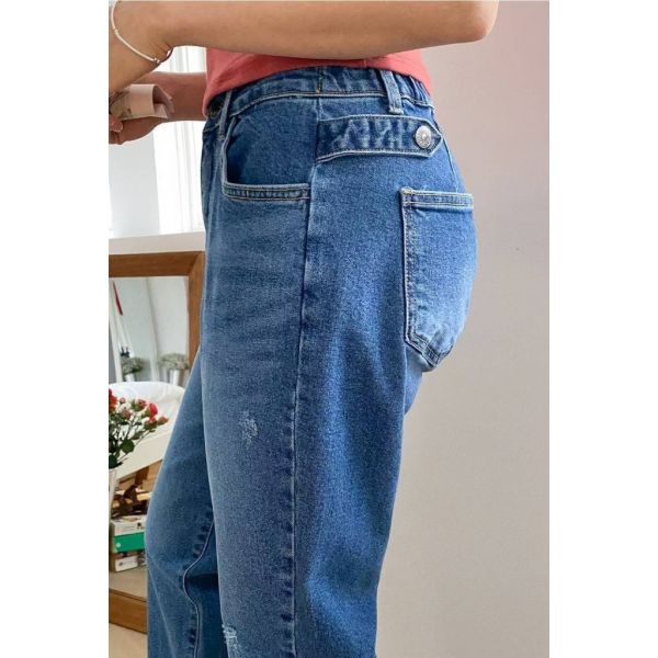 Z in D [ 洗色復古藍側環扣單寧褲 ] 4 size 2509052 (shihslica) ZinD,zind,ZD,zooindrawer,zoo in drawer,抽屜動物園,丹寧,牛仔外套,外套富翁,洋裝