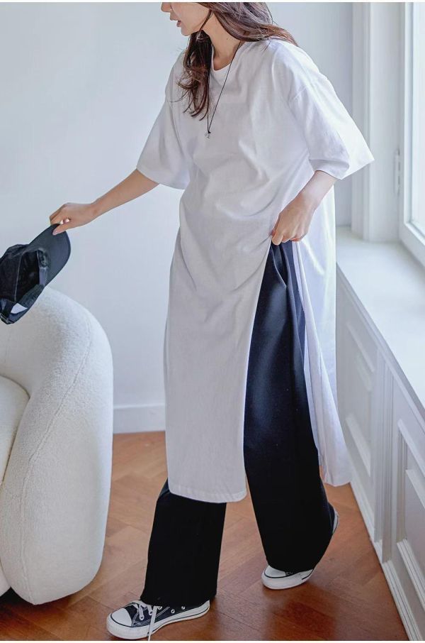 ZinD [ 經典單側開衩長版棉T ] 2色 2603153 shihslica 