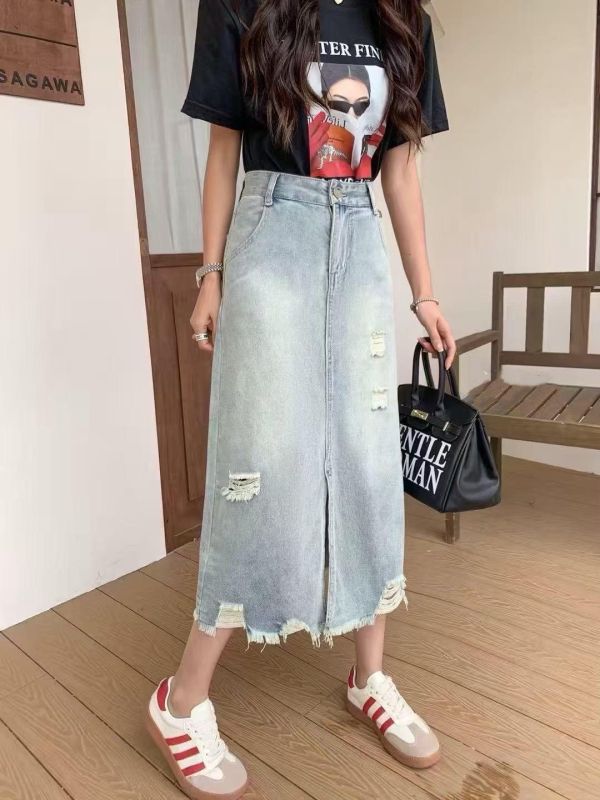 ZinD [ 破損感刷淺色丹寧裙 ] 5尺寸 2603111 shihslica ZinD,zind,ZD,zooindrawer,zoo in drawer,抽屜動物園,丹寧,牛仔外套,外套富翁,洋裝,韓國襪子,年終慶,雙11,雙12,黑五,週年慶,合購價,自訂款,shihslica.春裝