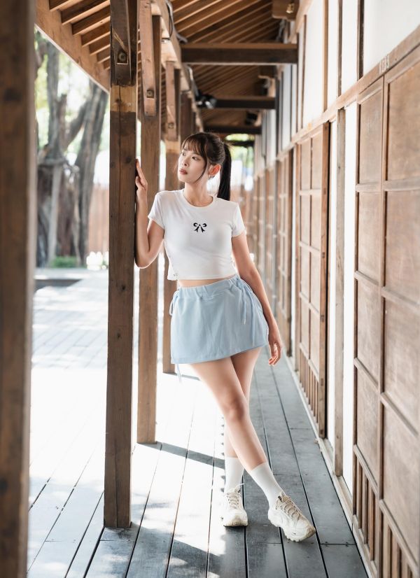 ZinD [ Mei穿著款：側邊綁帶休閒清新短褲裙 ]  2607204 ZinD,zind,ZD,zooindrawer,zoo in 抽屜,動物園,丹寧,外套,外套富翁,洋裝,韓國襪子,年終慶,雙11,雙12,黑五,百搭,合購價,自訂,春裝,Tshirt,首爾