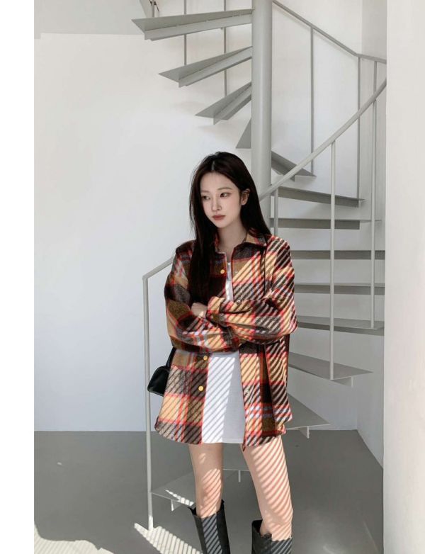 ZinD [ 配色格紋摩毛襯衫 ] 2色 2511214 ZinD,zind,ZD,zooindrawer,zoo in drawer,抽屜動物園,丹寧,牛仔外套,外套富翁,洋裝,韓國襪子