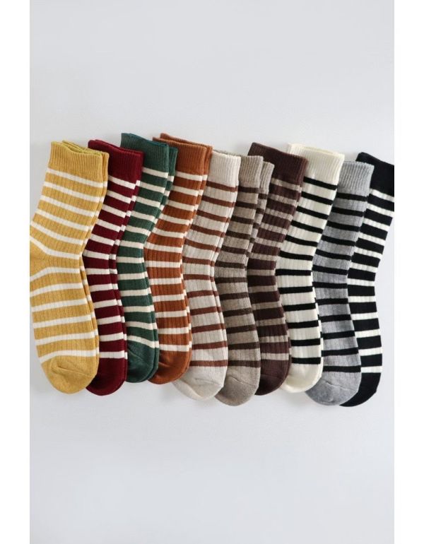 Z in D [ 韓製：經典條紋百搭短襪 ] 10色 2510106 ZinD,zind,ZD,zooindrawer,zoo in drawer,抽屜動物園,丹寧,牛仔外套,外套富翁,洋裝,韓國襪子