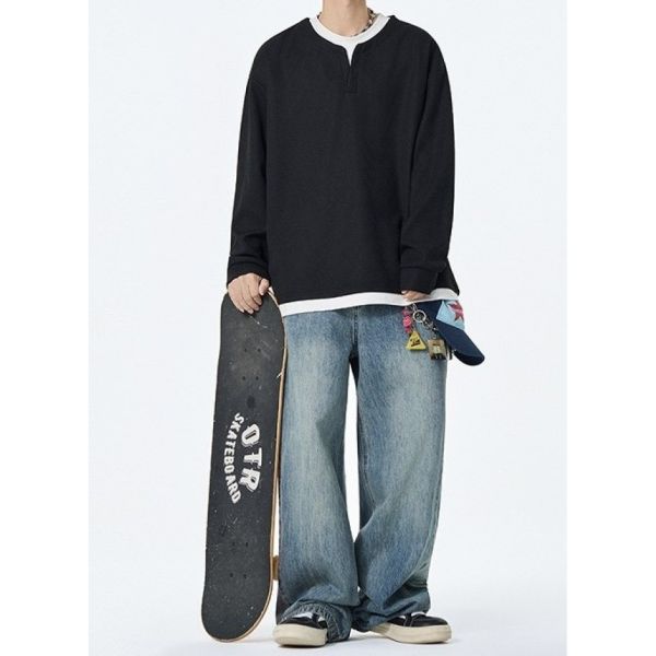 Z in D [ 男裝：假兩件層次領鬆餅紋Ｔ ] 3色 2510153 