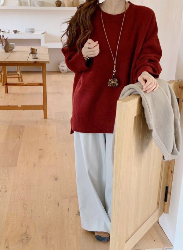 Z in D [ 圓領落肩寬鬆針織 ] 5色 2510151 ZinD,zind,ZD,zooindrawer,zoo in drawer,抽屜動物園,丹寧,牛仔外套,外套富翁,洋裝,韓國襪子