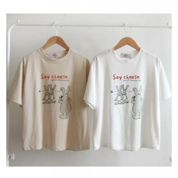 ZinD [ 拍照兔兔優質棉Ｔ ] 2色 2604041 shihslica ZinD,zind,ZD,zooindrawer,zoo in 抽屜,抽屜動物園,丹寧,裙子,裙子富翁,洋裝,韓國襪子,年終慶,雙11,雙12,黑五,永恆慶,合購價,自訂,春裝,Tshirt