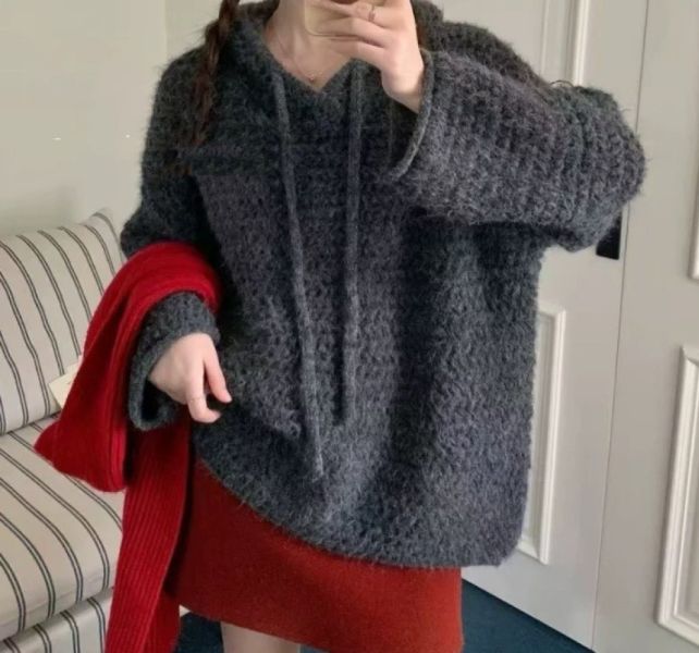 ZinD [ 粗針捲邊連帽針織衫 ] 4色 2512092 shihslica ZinD,zind,ZD,zooindrawer,zoo in drawer,抽屜動物園,丹寧,牛仔外套,外套富翁,洋裝,韓國襪子