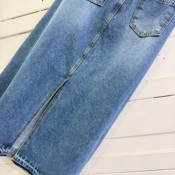 ZinD [ 漸層復古藍後開衩丹寧裙 ] 6尺寸 2603151 