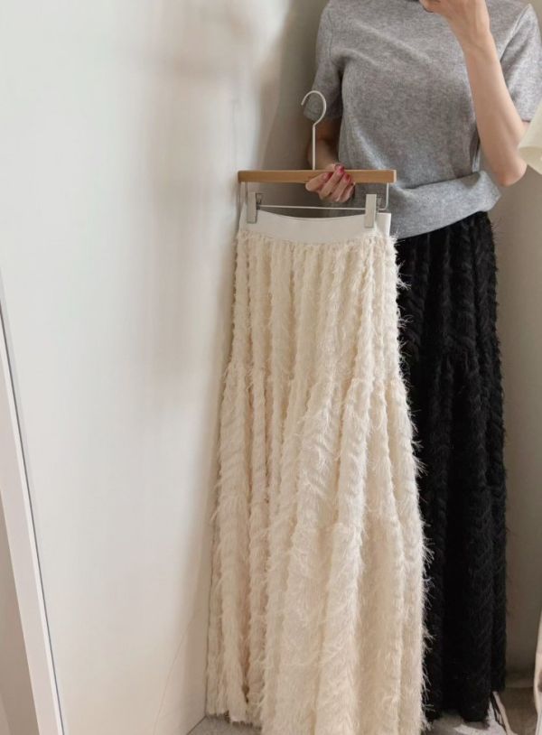 ZinD [ 毛毛流蘇超質感長裙 ] 2色 2511217 shihslica ZinD,zind,ZD,zooindrawer,zoo in drawer,抽屜動物園,丹寧,牛仔外套,外套富翁,洋裝,韓國襪子